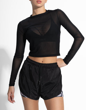 BLACK RUNNING TULL TOP