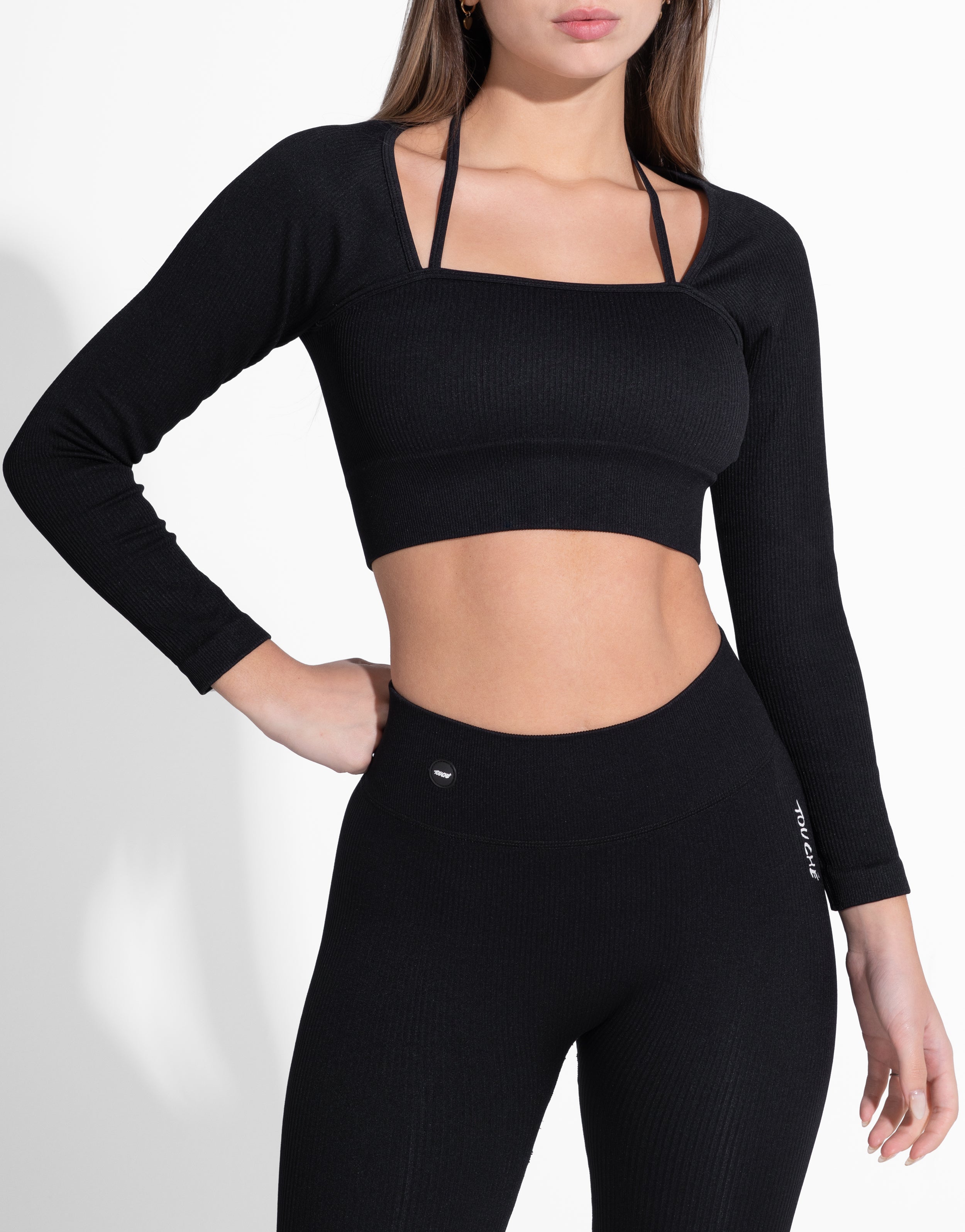 STRAP UP BLACK TOP SEAMLESS