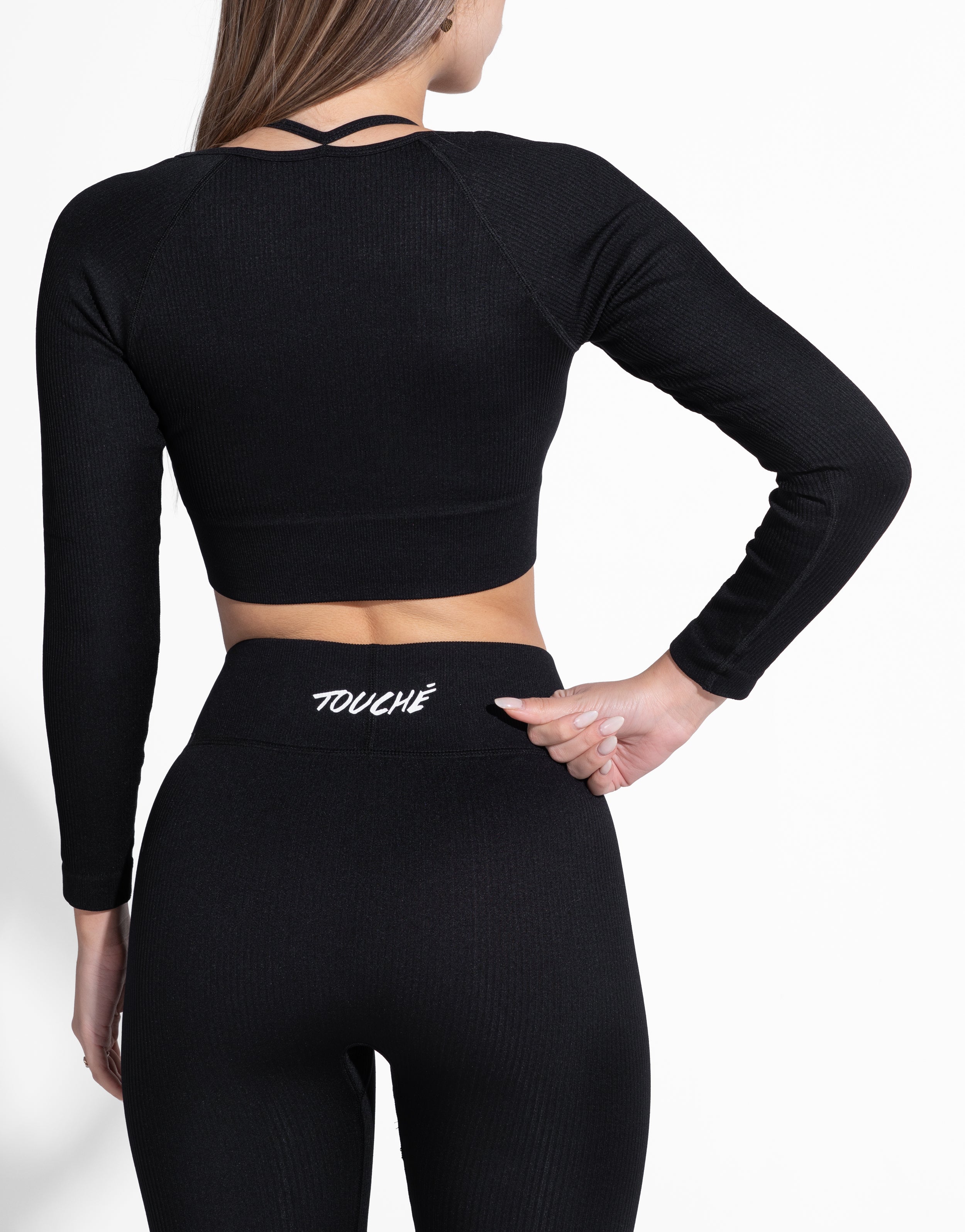 STRAP UP BLACK TOP SEAMLESS